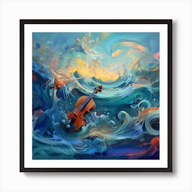 Violin In The Ocean Art Print