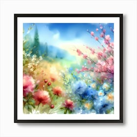 Watercolor Flowers 1 Art Print