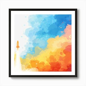 Abstract Watercolor Illustration Of A Rocket Art Print