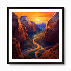 Sunset In Zion 9 Art Print