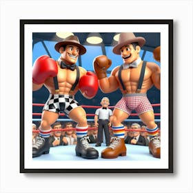 Two Boxers In Boxing Ring 2 Art Print