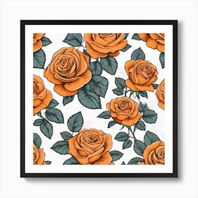 Realistic Orange Rose Flat Surface Pattern For Background Use Ultra Hd Realistic Vivid Colors Hi (7) Art Print