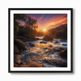 Sunrise Over The River Art Print