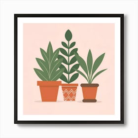 Three Potted Plants Art Print