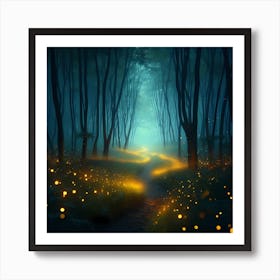 Fireflies In The Forest 1 Art Print