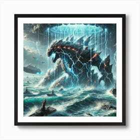 A Sci Fi Depiction Of Aegir, The Abyssal Behemoth, Maelstrom Pulse Art Print