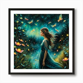 Girl In The Forest Art Print