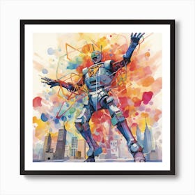 Robots In Space Art Print