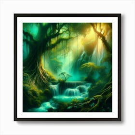 Waterfall In The Forest Art Print