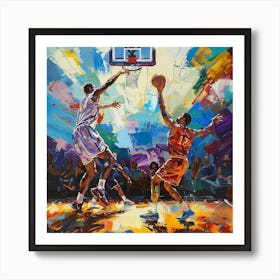 Basketball Players In Action Art Print