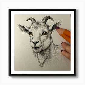 Goat Drawing 1 Art Print