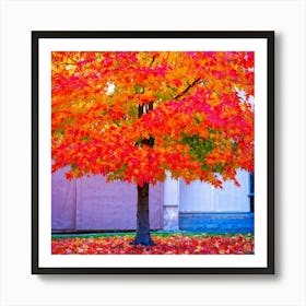 Anecdote Of An Autumnal Oak Tree Bathed In Brilliant Violet Hues In A Mid September Setting Leaves 2 1 Art Print