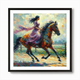 Girl Riding A Horse 1 Art Print