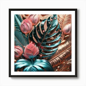 3d Floral Painting Art Print