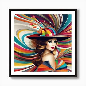 Woman In A Colorful Hat 2 Art Print