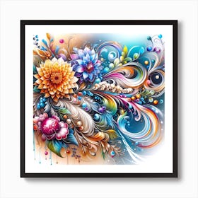 Colorful Abstract Floral Painting Art Print