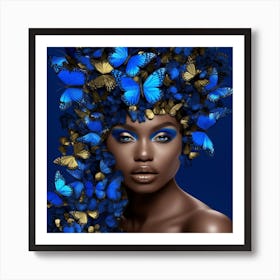 Blue Butterfly Portrait 1 Art Print