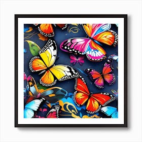 Colorful Butterflies Wallpaper Art Print