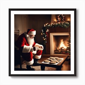 Santa Claus Eating Cookies 22 Art Print