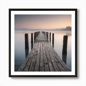 967451 A Wooden Pier At Misty Dawn In A Still Sea Xl 1024 V1 0 Art Print