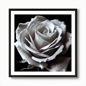 White Rose, Black And White, Lighting Art Print