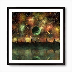 Taienia Nebula and Night Cityscape Art Print