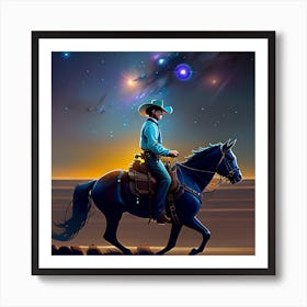 Cowboy On Horseback 1 Art Print
