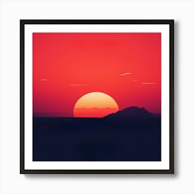 Sunset, color full art, wall art of sunset, with colors of black orange, red, attracting image wall art Póster