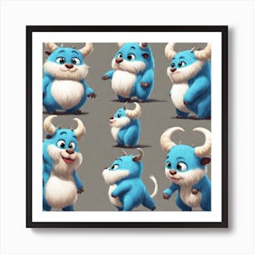 Blue Monsters Art Print