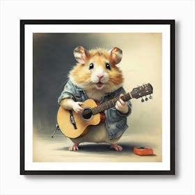 Hamster Playing Guitar 3 Art Print