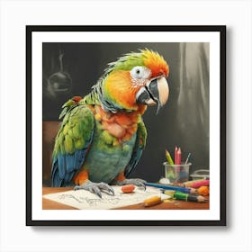 Parrot At School Art Print