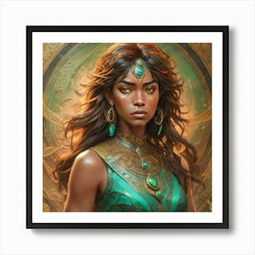 Woman In A Green Dress Art Print