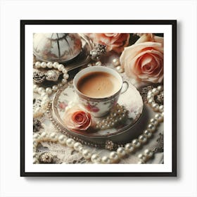 Coffee And Pearls 2 Art Print