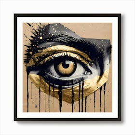 I put an eye on you Series Black And Gold Eye Art Print