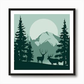 Deer In The Forest Art Print