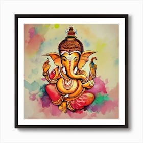 Ganesha Watercolor Art Art Print
