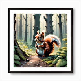 Squirrel In The Forest 295 Art Print