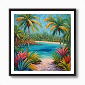 Palm Trees By The Beach Art Print