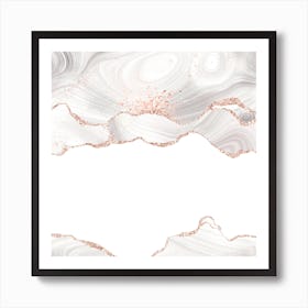 White & Rose Gold Glitter Agate Texture 05 Art Print