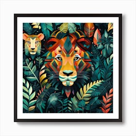 Lion In The Jungle 11 Art Print