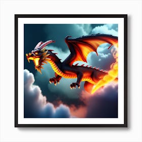 Fantasy Art: Dragon Breathing Fire Art Print