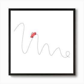 Minimalist Road Automobile Lineart Comic Ride Art Print