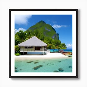 Beach House On A Tropical Island Art Print