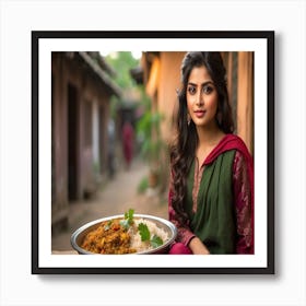 Indian Girl With Food Art Print