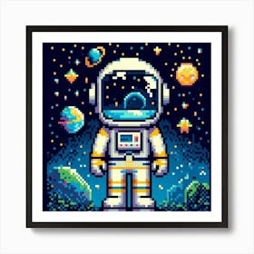 Astronaut Pixel Art Art Print