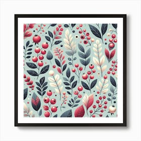 Scandinavian Art, Barberry berries 1 Art Print