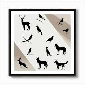 Silhouettes Of Animals 2 Art Print