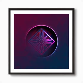 Geometric Neon Glyph on Jewel Tone Triangle Pattern 154 Art Print