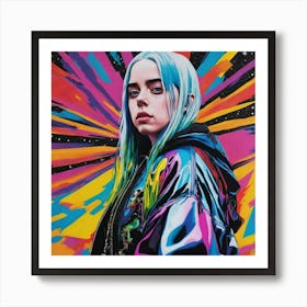 Billie Elish colourful portrait Art Print