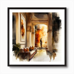 Watercolor Of A Hallway Art Print